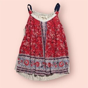 Rewind Red and Blue Camisole with Lace Trim